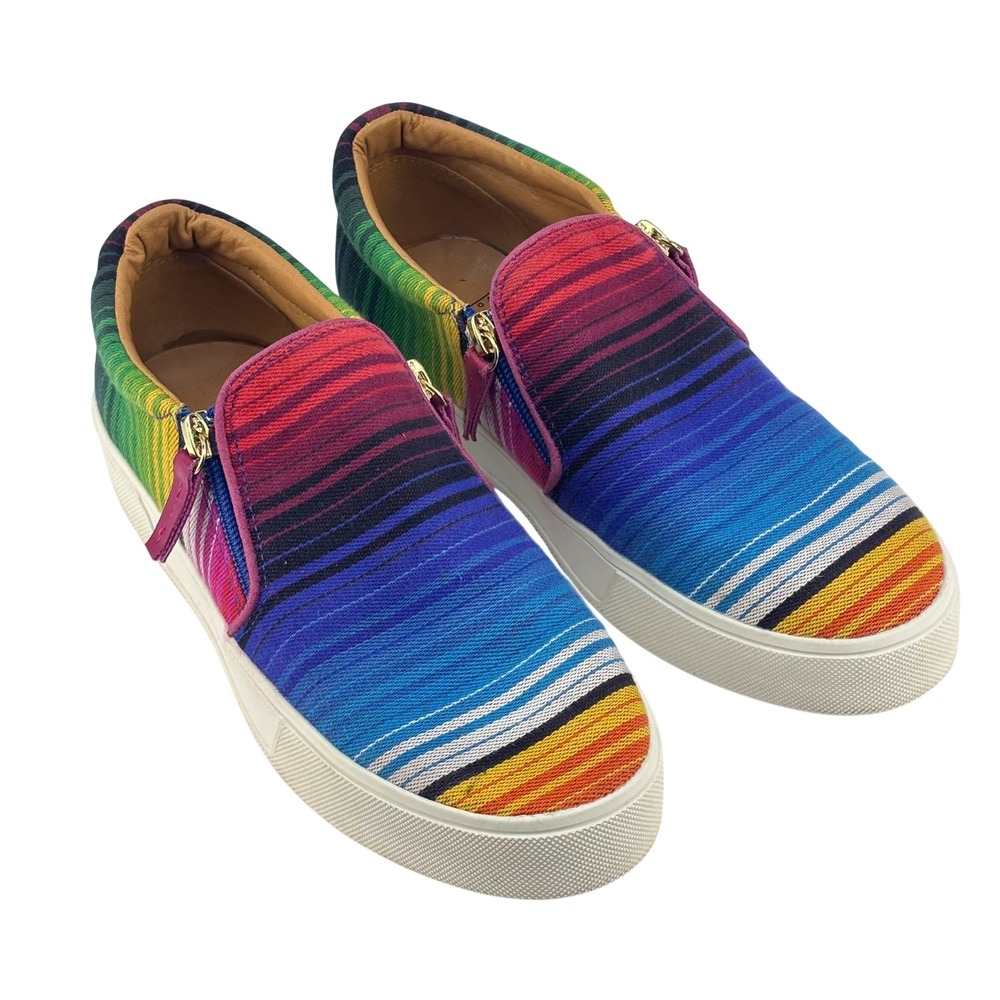 Volatile Slip On Sneakers Multicolor Serape Striped Boho Festival Women Size 8